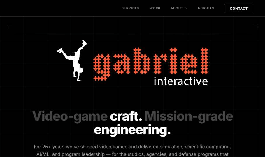Gabriel Interactive — the redesigned studio website home page